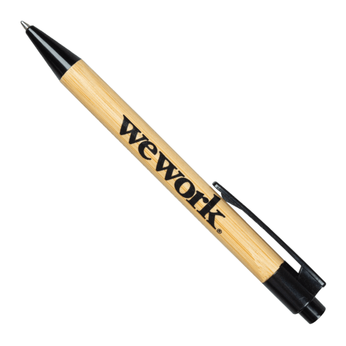 Wood custom pen with We Work logo