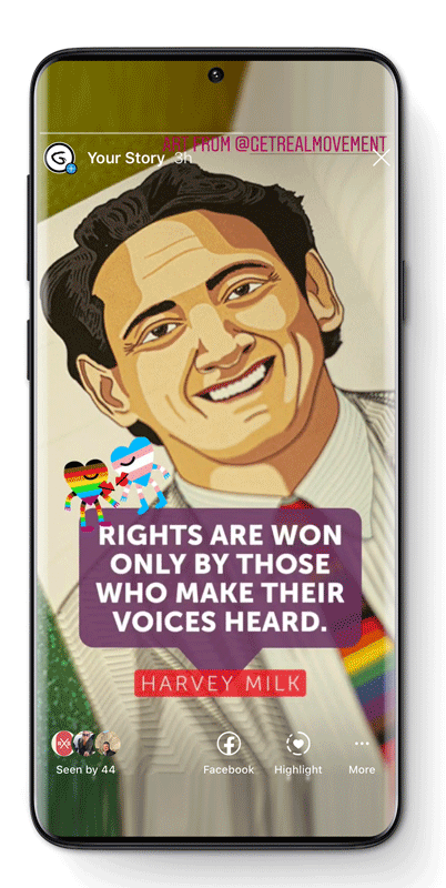graphic of harvey milk on an instagram story