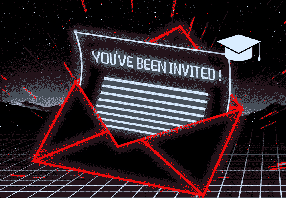 a digital design of an opened invitation to a party