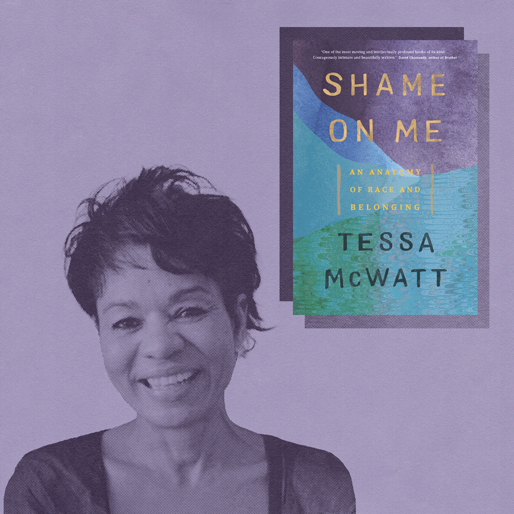 Shame on Me book with background image of author Tessa McWatt